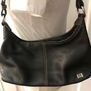 Black Sal small shoulder back leather zip close